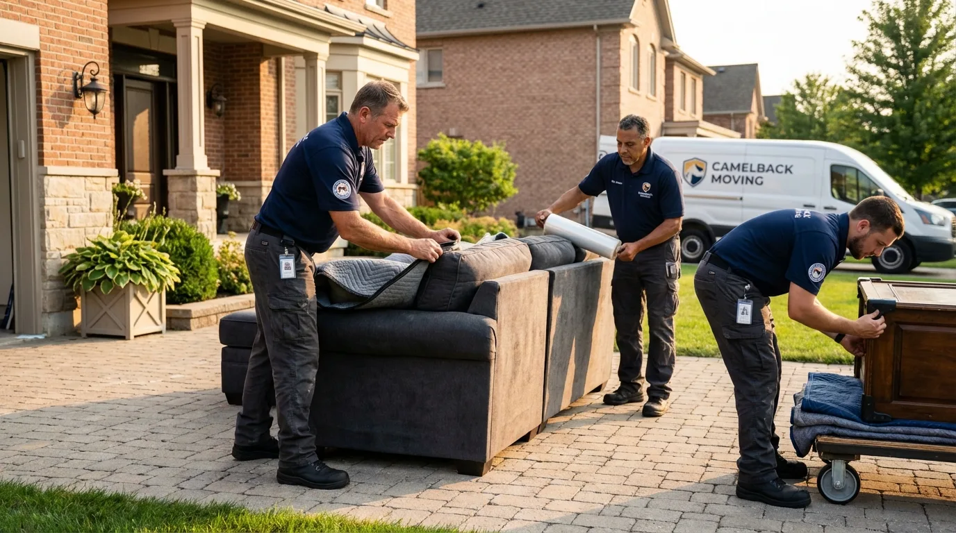 Large estate moving crew wrapping furniture in San Pedro, CA