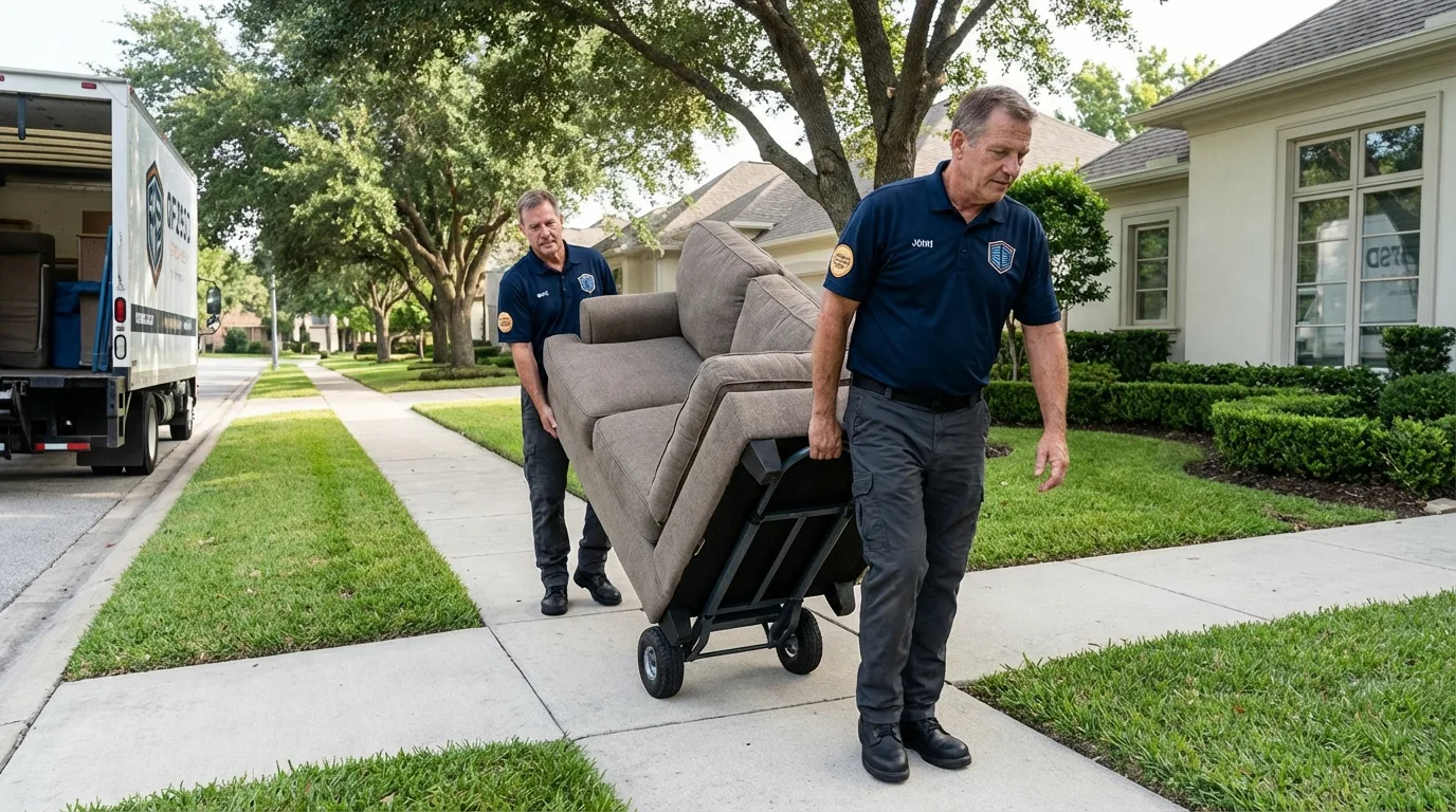Local residential moving crew loading furniture in San Pedro, CA